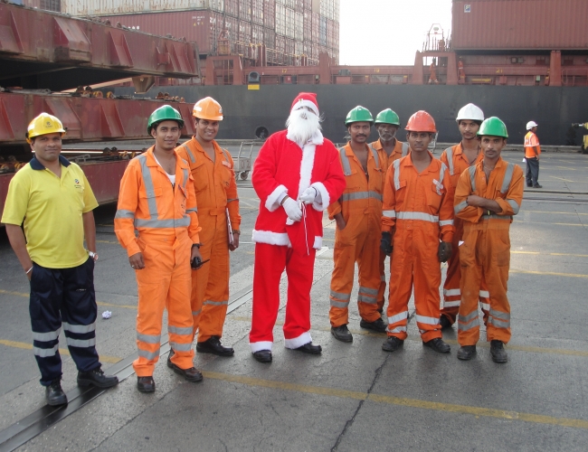 Santa Claus with Contract Workers